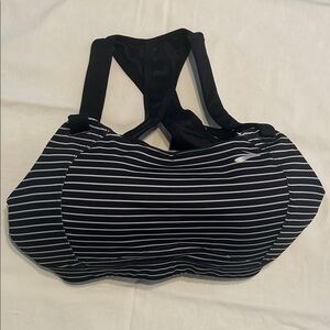Brooks Women's Striped Sports Bra in Black and White
